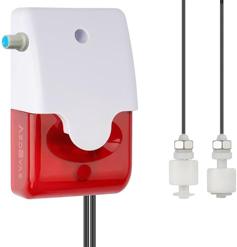 AzdBvae 120dB High Low Water Level Sensor Alarm Strobe Siren 16.4ft Cord | Adjustable Alarm Volume, Sump Bobber Water leak Sensor, Suitable for Water Tank/Aquarium, Swimming Pool/Basement