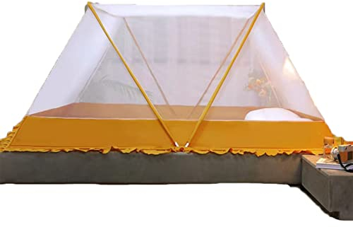 ISCBAFYX Faltbares Moskitonetz, 4 Eckbett-Himmelbett-Himmelbettzelte, Schlafzimmer-Dekorationszubehör, Dekor-Baldachin, einfach zu demontierendes Himmelzelt,C,135 * 190 * 80CM