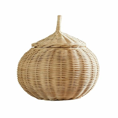 Loberon Korb Kiarosse, Handgeflochten, Kürbisform, Dekorativ und Funktional, Aufbewahrung, Dekoration, Rattan, braun
