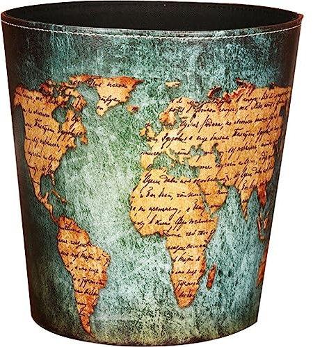 Glixoft Leder-abfallbehälter, Vintage-Muster, Mülleimer, Europäischer Stil, Mülleimer, Schlafzimmer-aufbewahrung, Müllbehälter, Großes Fassungsvermögen, Papierkorb