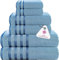 Casa Copenhagen Zero Twist, 6 Teiliges Handtuch Set, 100% Baumwolle, Staubiges Blau, 600 GSM, 2 Bade, 2 Hand und 2 Waschlappen aus ägyptischer Baumwolle, Ultraweiche Luxushandtücher für Badezimmer