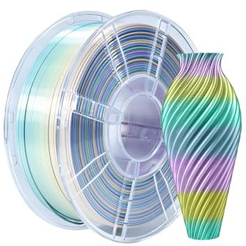 iBOSS Mehrfarbiges PLA+ Filament 1,75 mm, Seide PLA Plus 3D Regenbogen-Filament, 1 kg (2,2 lb), 3D-Druck-Filament, PLA Farbwechsel, Seide Mini Regenbogenfarbe - in Himmel