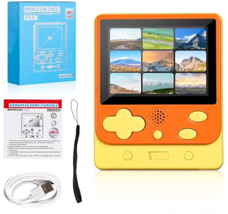 Handheld Game Console Player for Kids Adults, Retro Game Console Game Portable with Classic Video Games Orange Color