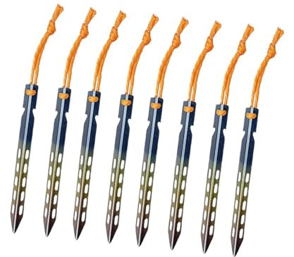 MagiDeal 8 Pieces Ground Stakes Metal Stakes for Ground Universal Aluminum Alloy Camping Tent Nails Tarp Pegs for Desert Outdoor Tarp