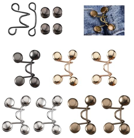 8 Pares Botones para Vaqueros, Cinturilla Ajustada Botones Reutilizable