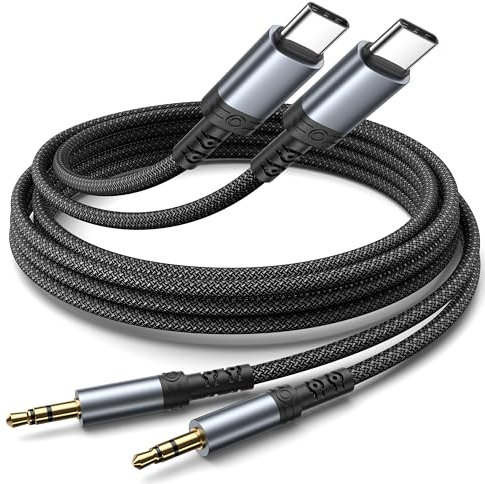 Cable Jack a USB C 1M 2Pack, Cable Auxiliar Coche Tipo C cable USB C jack 3.5 mm Audio para iPhone 16e/16/16 Plus/16 Pro Max/15/15 Plus/15 Pro Max, Samsung S25/S24/S23/S22/S21, Pixel, Huawei, Xiaomi