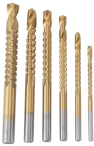 Set 6 Punte Trapano Elicoidali HSS Seghettate per Legno Metallo Plastica con Taglio Laterale a Spirale per Lavori Precisi