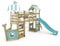 WICKEY Spielturm Klettergerüst StormFlyer mit Schaukel & Rutsche, Outdoor Kinder Kletterturm mit Sandkasten, Leiter & Spiel-Zubehör für den Garten (Pastellblau)