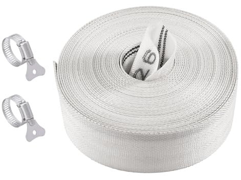 Industrieschlauch Ø 1 1/4 Zoll - 32 mm, 10M Bauschlauch Flachschlauch Zubehör mit Edelstahl-Schlauchklemme für Schmutzwasserpumpen und Garten Pumpe