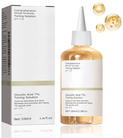 100ml Glycolic Acid Toner, GlykolsäUre Peeling 7%-Ige -LöSung, Glycolic Acid for Blemishes, Feuchtigkeitsspendendes Anti-Aging-Serum, Exfoliate Unreinheiten, Akne, Feuchtigkeit Spenden und Stärken Hau