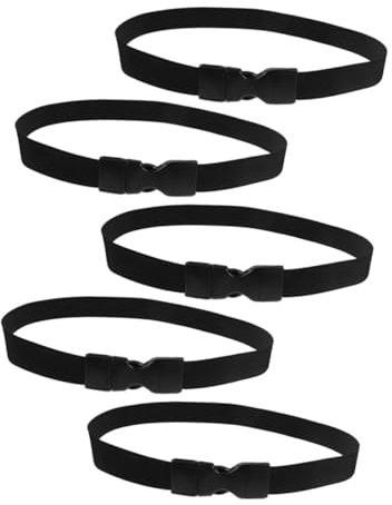 HEALSOPTHY 5pcs Trash Can Band Adjustable Elastic Garbage Bag Fixing Rings for Bin Circumference 68-78cm Black Plastic Garbage Can Fasteners for Home and Office Use