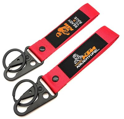 WRFUU Motorrad Polyester Stickerei Schlüsselanhänger personalisierte Schlüsselanhänger individuelle Schlüsselringe Schlüsselbänder für KTM RTR,Red-A