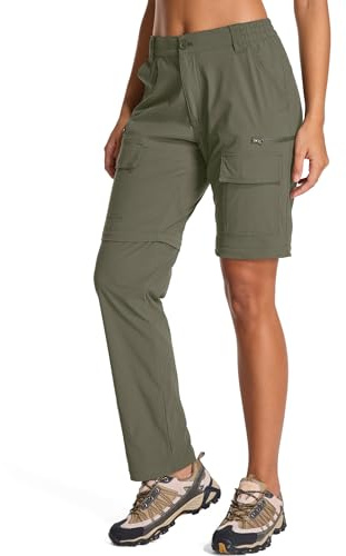 Pantalon de randonnée Jogwits pour femme, avec fermeture éclair - Léger, respirant, séchage rapide - Pantalon de trekking pour safari, été, travail et plein air, Vert clair, L