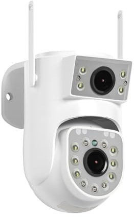 SWHC 8MP 360° Überwachungskamera,IP65 wasserdichte Außenkamera,Dual-Kamera-Überwachung,Summeralarm,Automatisches Tracking,10m Farbnachtsicht, 2-Wege-Audio,Datenschutzmodus,kompatibel Alexa/Google