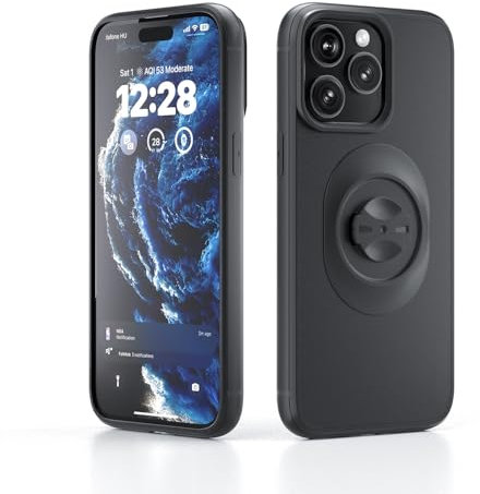 Funda Compatible con Garmin Soporte para iPhone 17 16 Pro Max Air 15 14 13 12 11 Mini Plus - Móvil Carcasa Slim Antichoque Fijar Rápido a Quarter-Turn Porta Movil Bicicleta, Bici y Moto