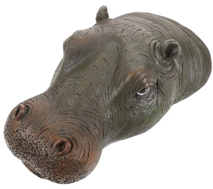 Schwimmende Nilpferdkopf Statue aus Kunstharz für Teichfiguren Schwimmend | Schwarze, Realistische Simulation, Leichtes Kunstharz für Garten und Teich, Dekorative Figur