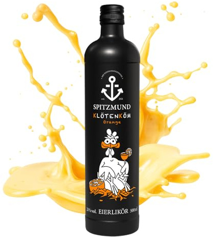 SPITZMUND Klötenköm Orange 500 ml | cremiger Eierlikör mit zarter Orangen-Note & jamaikanischem Rum | sanft im Geschmack | laktosefrei & glutenfrei | Geschenkidee für Genießer | 20% vol.