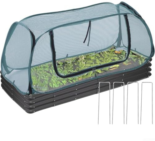 For Raised Bed Garden Cover with Reinforced Mesh Sides and PVC Panels Offering Warm Climate, Supporting Faster Germination and Healthy Plant Growth Throughout the Seasons (Green 115*50*45 )