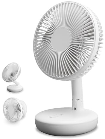 SUPAREE 30dB Quiet Portable Fan for Caravan Rechargeable Fan Wall Mount Car Ventilation Cooling with 4800mAh Battery USB Charging Port Light & 3 Speed for Camper Outdoor Travel Home