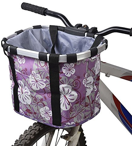 Redlution Bicycle Bike Detachable Cycle Front Canvas Basket Carrier Bag Pet Carrier Aluminum Alloy Frame Pet Carrier (purple)