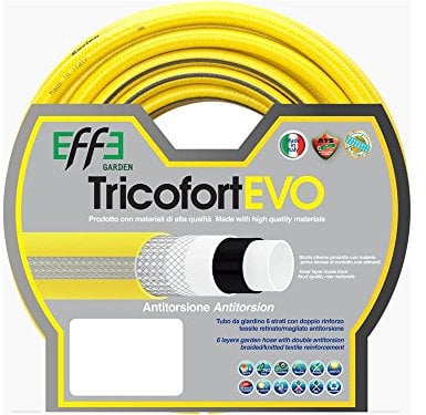 Tubo da Giardino antitorsione professionale 3/4 pollici, mt 25, 6 strati, per Irrigazione, Made in Italy