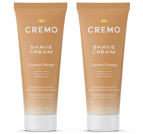 Cremo Womens Shaving Cream Sensitive Skin, Moisturizing, Coconut Mango, Ultra-Slick Shave Cream for Women, Fights Nicks, Cuts and Razor Burn, 6 Fl Oz (Pack of 2)