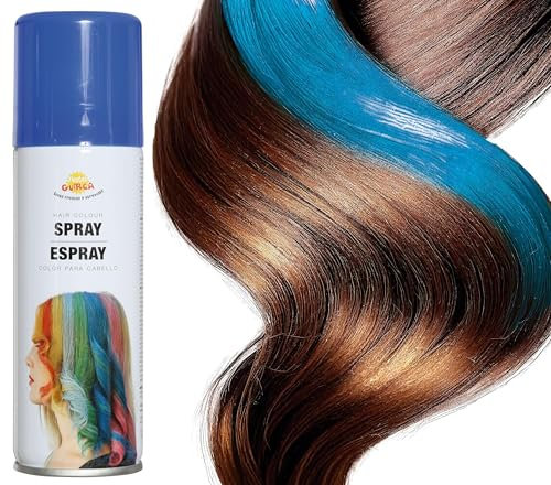 FIESTAS GUIRCA | Spray pour Cheveux Bleu (125ml) - Maquillage en Spray pour Halloween, Anniversaires, Nouvel An et Célébrations - Peinture Capillaire pour Adultes et Enfants - Bleu