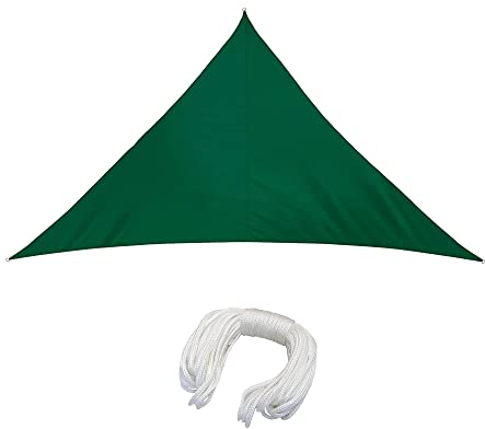 jarolift Sonnensegel Dreieck Gleichschenklig, Wasserabweisend, Sonnenschutz Sichtschutz für Terrasse Garten Balkon, Polyestergewebe 400 x 400 x 400 cm Grün