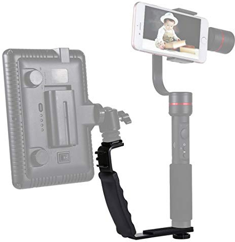 PULUZ Universal Kameragriff L Halterung Handheld Grip Holder mit doppelseitigem Kaltschuh Halterung für Video-Licht DSLR Halter Camcorder