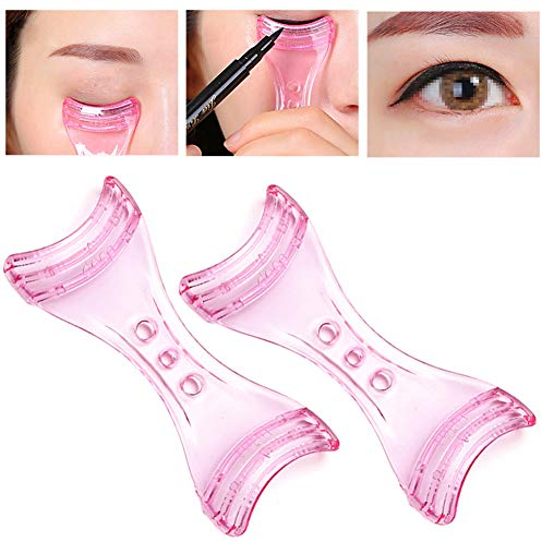 2 Stück Pink Plastic Eyeliner Assistant Karten Eyeliner Forms Schablonen Guide Vorlagen Upper Under Liner Augen Makeup Aid Tools für Makeup Anfänger