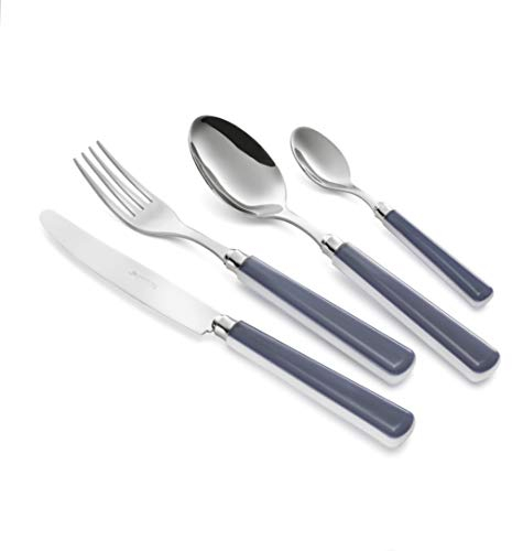 Eme Posaterie Candy Grigio 432 - Set di Posate da Tavola in acciaio inox 18/10, per 4 persone, 16 pezzi