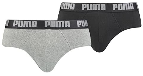 PUMA Men's BRIEF, Dark Grey Melange/Black, L (pack of 2)