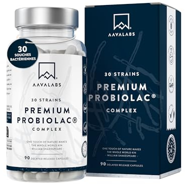 Probiotique Flore Intestinale 120MilliardsUFC 30Souches [Lactobacillus Gasseri Lactobacillus Rhamnosus]+ Zinc Ferments Lactiques Probiotiques Flore Intestinale et Prébiotique (Inuline) - 90 Gélules