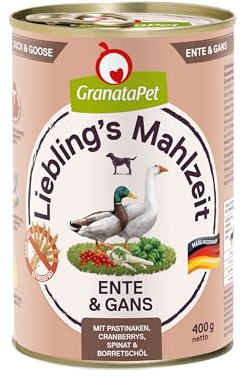 GranataPet Liebling's Mahlzeit Ente & Gans, Nassfutter für Hunde, Hundefutter ohne Getreide & ohne Zuckerzusätze, Alleinfuttermittel, 6 x 400 g