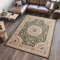 TAPISO Atlas Teppich Kurzflor Grün Beige Rot Klassischer Orientteppich Ornament Floral Mäander Vintage Wohnzimmer Schlafzimmer ÖKOTEX 160 x 230 cm