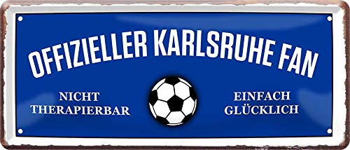 schilderkreis24 - Blechschilder OFFIZIELLER Karlsruhe Fan Metallschild für Fußball Begeisterte Deko Artikel Schild Geschenkidee 28x12 cm