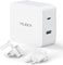 YOJOCK USB C Wall Fast Charger Dual Ports 45W Power Delivery Quick Charging Mains PD Type C Adapter Plug Compatible with iPhone 13/12/Pro/11/XS/XR/X/8, Samsung Galaxy S22 S21 S20, Laptop (57W, White)