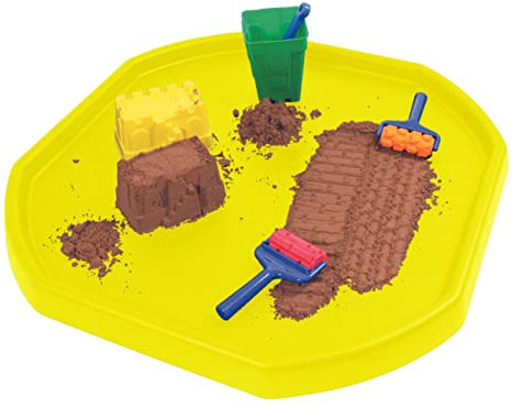Childrens Fun Play Sand Pit Tray Plastic Small Mixing Tray 70cm x 70cm Assorted Tuff Tray Kids Messy Activities for Cement Mortar and Sand Plastering (Yellow)