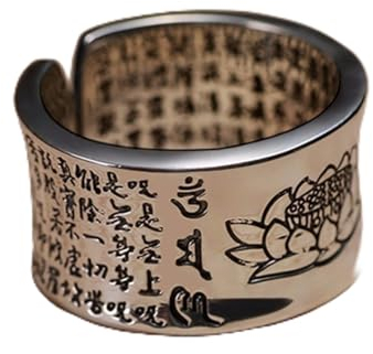 Ring Ringe Bijouterie 999 Silber Ring Männer Buddhistisches Herz Sutra Siegelring Vintage Öffnung Einstellbare Weibliche Frauen Ringe Sterling Silber Schmuck
