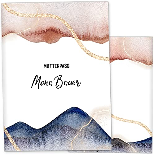OLGS Mutterpasshülle Glamour Splash | Stylische Mutterpass Hülle Schwangerschaft Geschenkidee personalisierbar mit Namen - Schutzhülle für den deutschen Mutter-Pass personalisiert, Splash-08