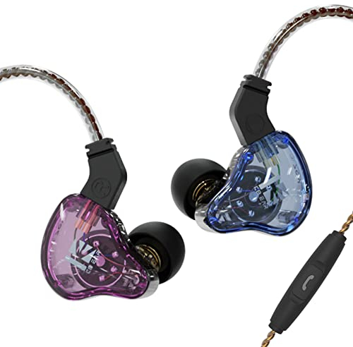 KBEAR KS2 Kabelgebundene Kopfhörer mit Mikrofon Premium IEM 1BA1DD HiFi Over Ear Kopfhörer mit Noise Cancelling für Laufen, Walking (Blau)