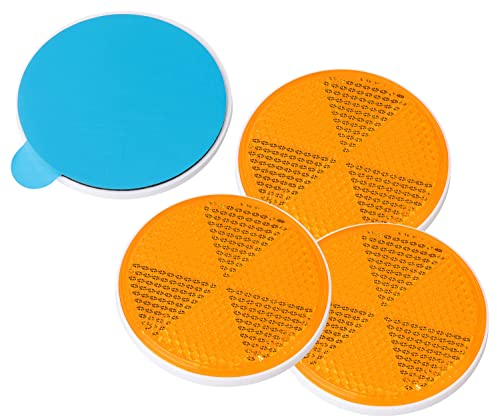 AUTOLIGHT 24 4x Reflektoren Katzenauge Seitenstrahler Anhänger Orange Reflektor selbstklebend mit E-Prüfzeichen Rund 72mm für Anhänger LKW PKW Trailer Wohnwagen