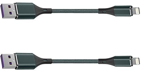 Icseio [Apple MFi Certified] Short iPhone Charger 0.2M, 2Pack Lightning Cable 0.2 Meter, Fast USB Cord for iPhone 12/12Pro/11/11Pro/11Max/X/XS/XR/XS Max/8/7/6/iPad Mini Air