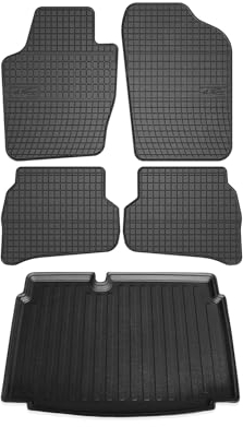 OMAC Fußmatten & Kofferraumwanne Set kompatibel mit VW Polo 2009-2014 Untere Gummi Schwarz 5X