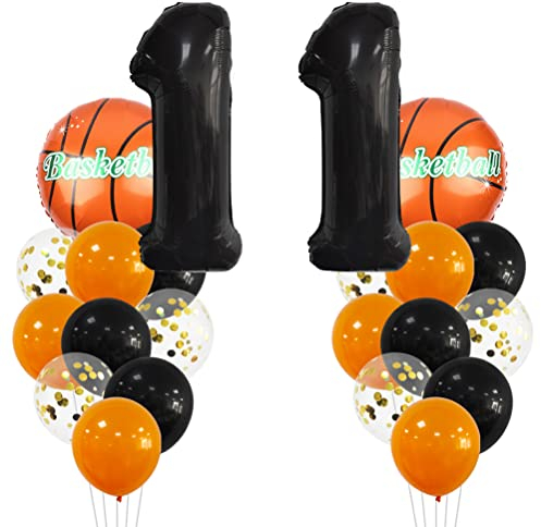 MiaLover Großes Basketball Luftballon Geburtstag Dekorationen 11 Jahr Kindergeburtstag Deko Zahl 11 Ballon FolienBallon Orange Schwarz Ballon für Kinder Basketball Themenfeier Party Geburtstagsdeko