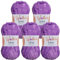 Wollidu Gina Chenille Garn zum Stricken und Häkeln 5 x 100g/120m Set 100% Polyester - Lila