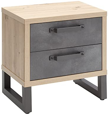 Composad | Nachttisch der Linie LAFABRICA mit 2 Schubladen, Nachttisch für kleines Schlafzimmer, Maße (BxHxT) 52,20 x 53,70 x 35, Eiche Honig und Tadao-Grau, Made in Italy