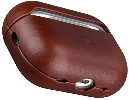 Maogoam für AirPods Pro 2 Case Leder mit Sync-Taste, Echtes pflanzlich gegerbtes Rindsleder Case für AirPods Pro 2. Generation 2022, Elegantes Design, Front LED sichtbar, Rot-Braun