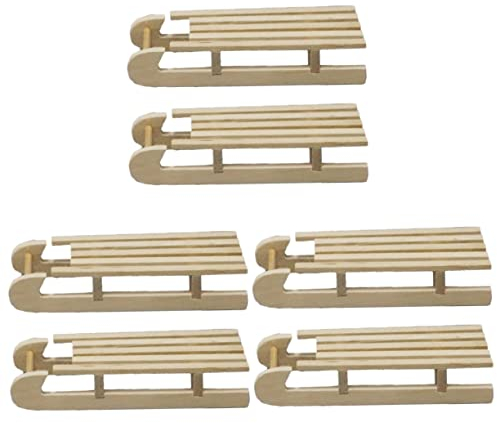 6 STK Kleinkindspielzeug Mini-Schlitten-Ornament Kinderspielzeug Dekor Spielset aus Holz Mini-Holzschlitten Mini-Weihnachtsschlitten Weihnachten schmücken Suite Möbel Urlaub Bambus