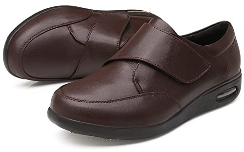 Zapatos Diabéticos Ancho Especial Hombre - Empeine Alto, Pies Hinchados, Sandalias Diabéticas, Marrón, 42 EU